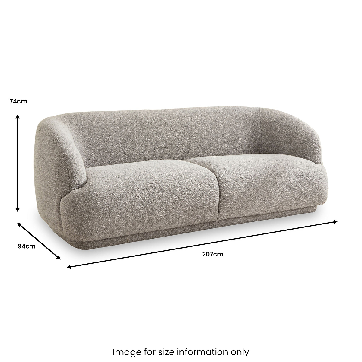 Sudsy Soft Boucle Curve 3 Seater Sofa from Roseland Furniture