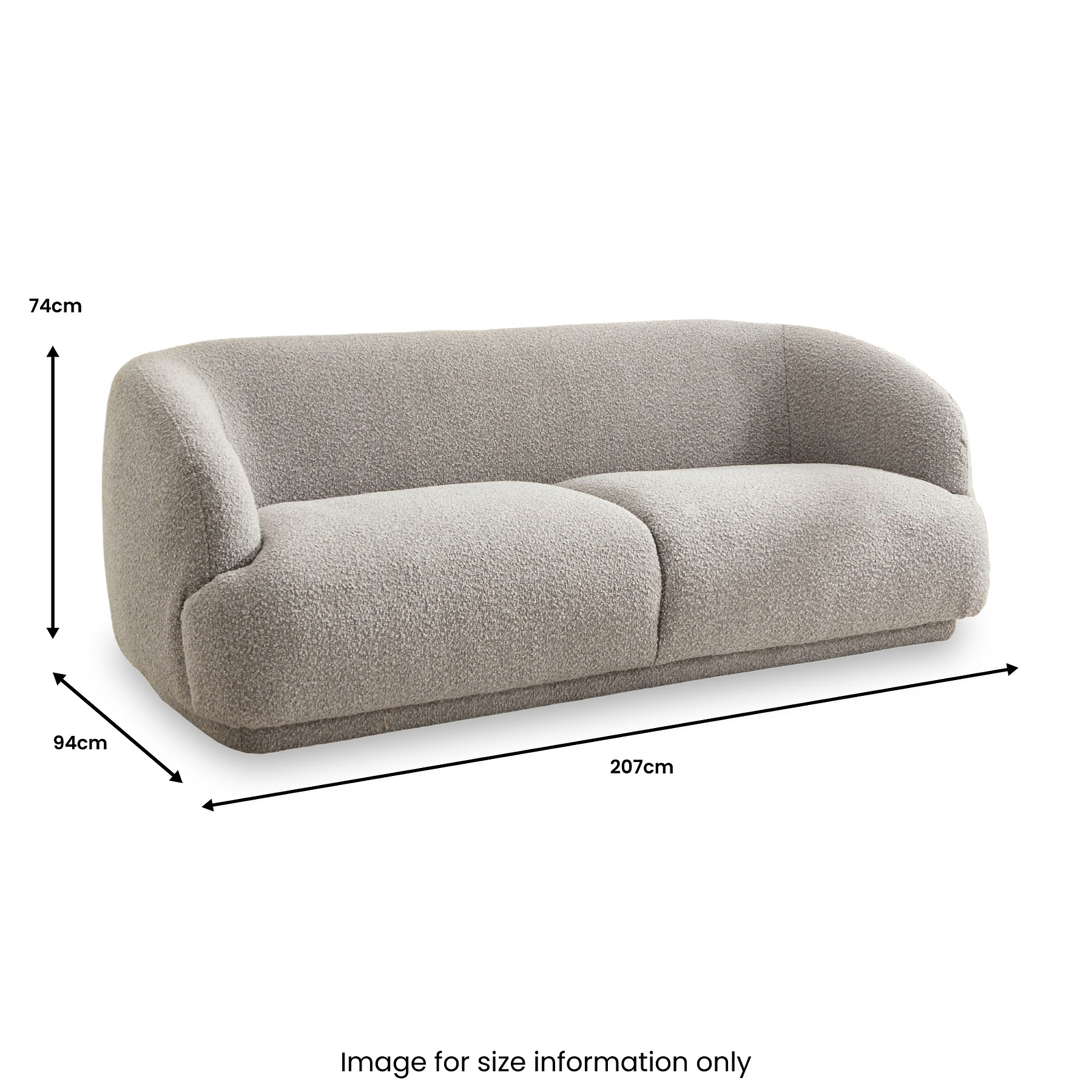 Sudsy Soft Boucle Curve 3 Seater Sofa from Roseland Furniture