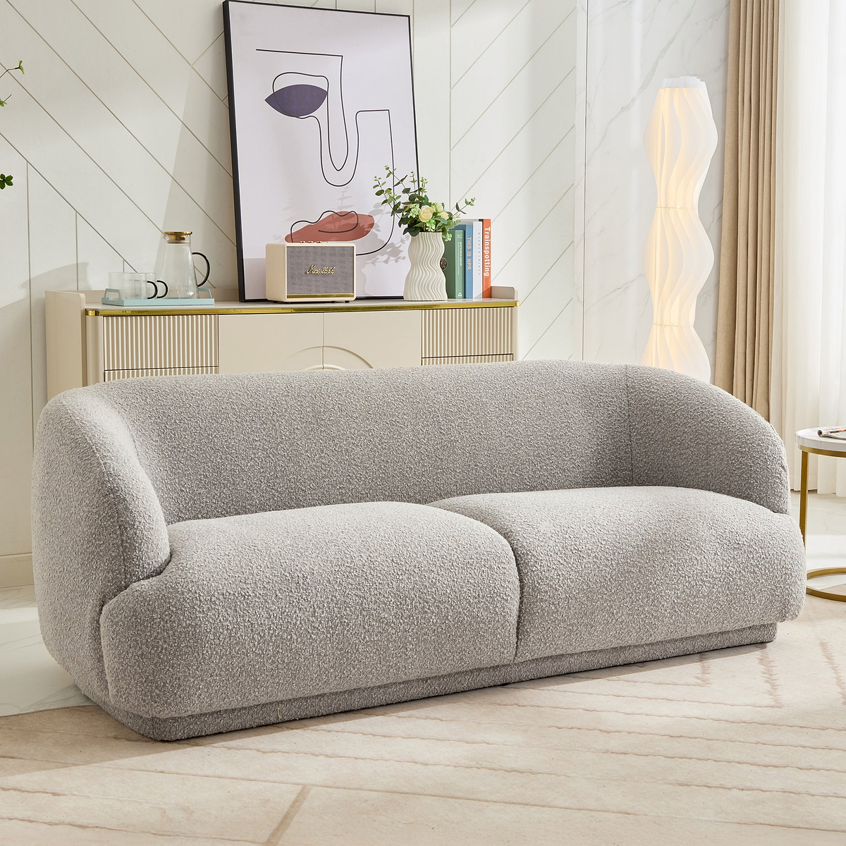 Sudsy Soft Boucle Curve 3 Seater Sofa from Roseland Furniture