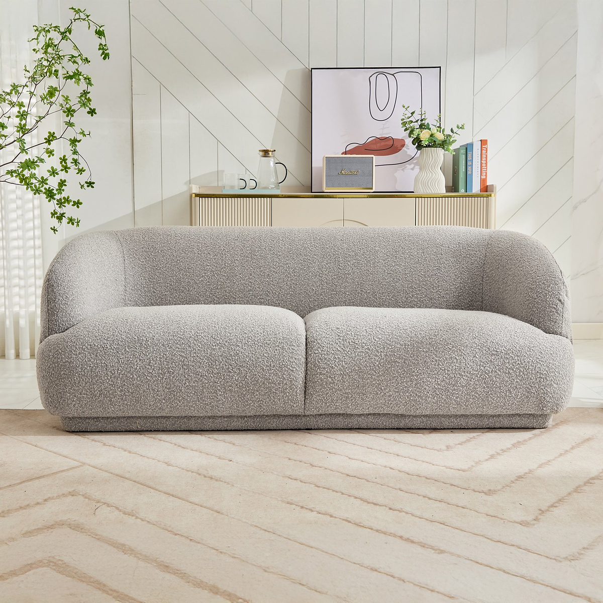 Sudsy Soft Boucle Curve 3 Seater Sofa from Roseland Furniture