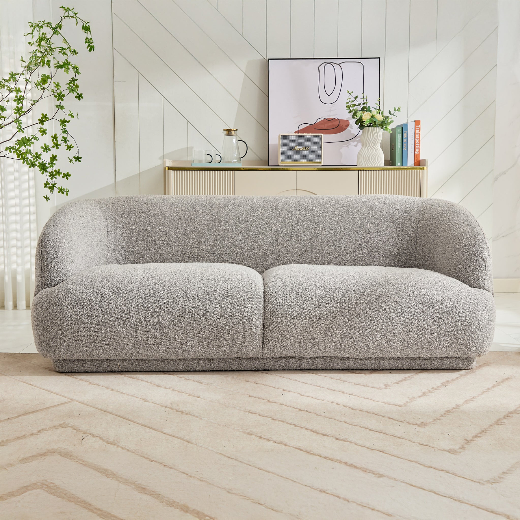 Sudsy Soft Boucle Curve 3 Seater Sofa from Roseland Furniture