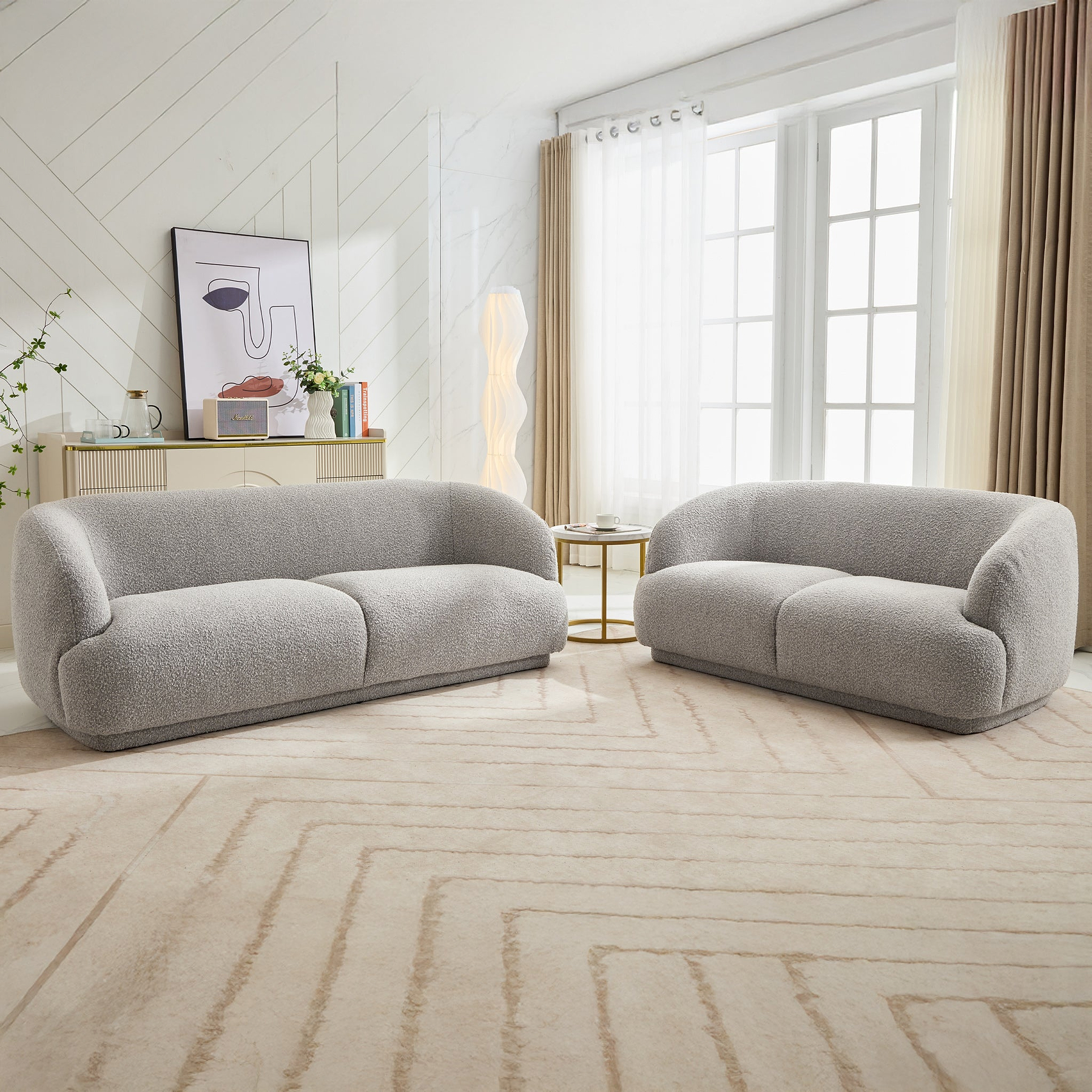 Sudsy Soft Boucle Curve 3 Seater Sofa from Roseland Furniture