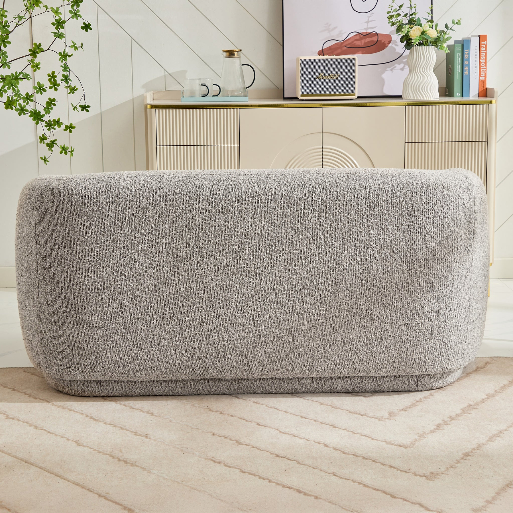 Sudsy Soft Boucle Curve 2 Seater Sofa Dims from Roseland Furniture