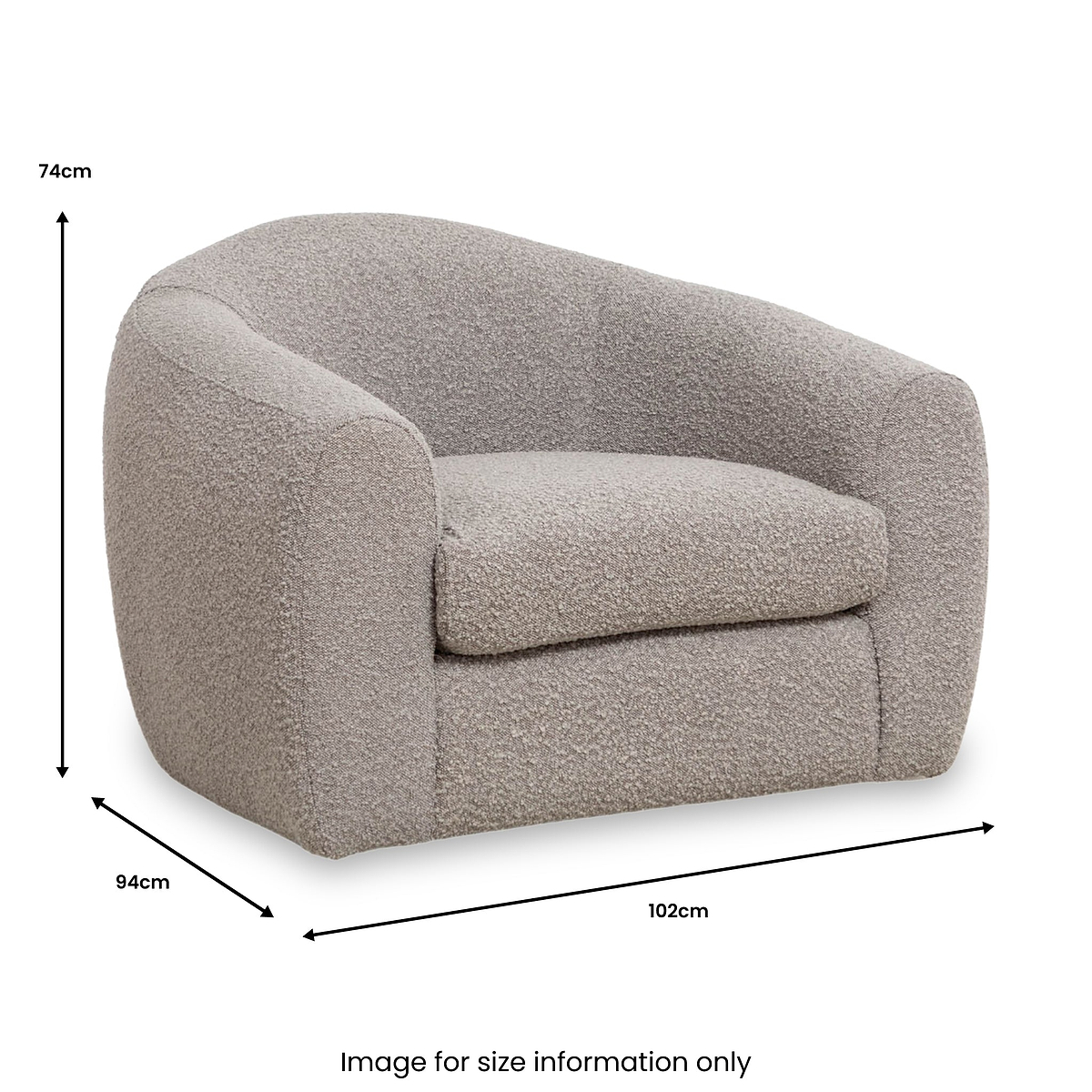 Sudsy Soft Boucle Curve Swivel Chair from Roseland Furniture