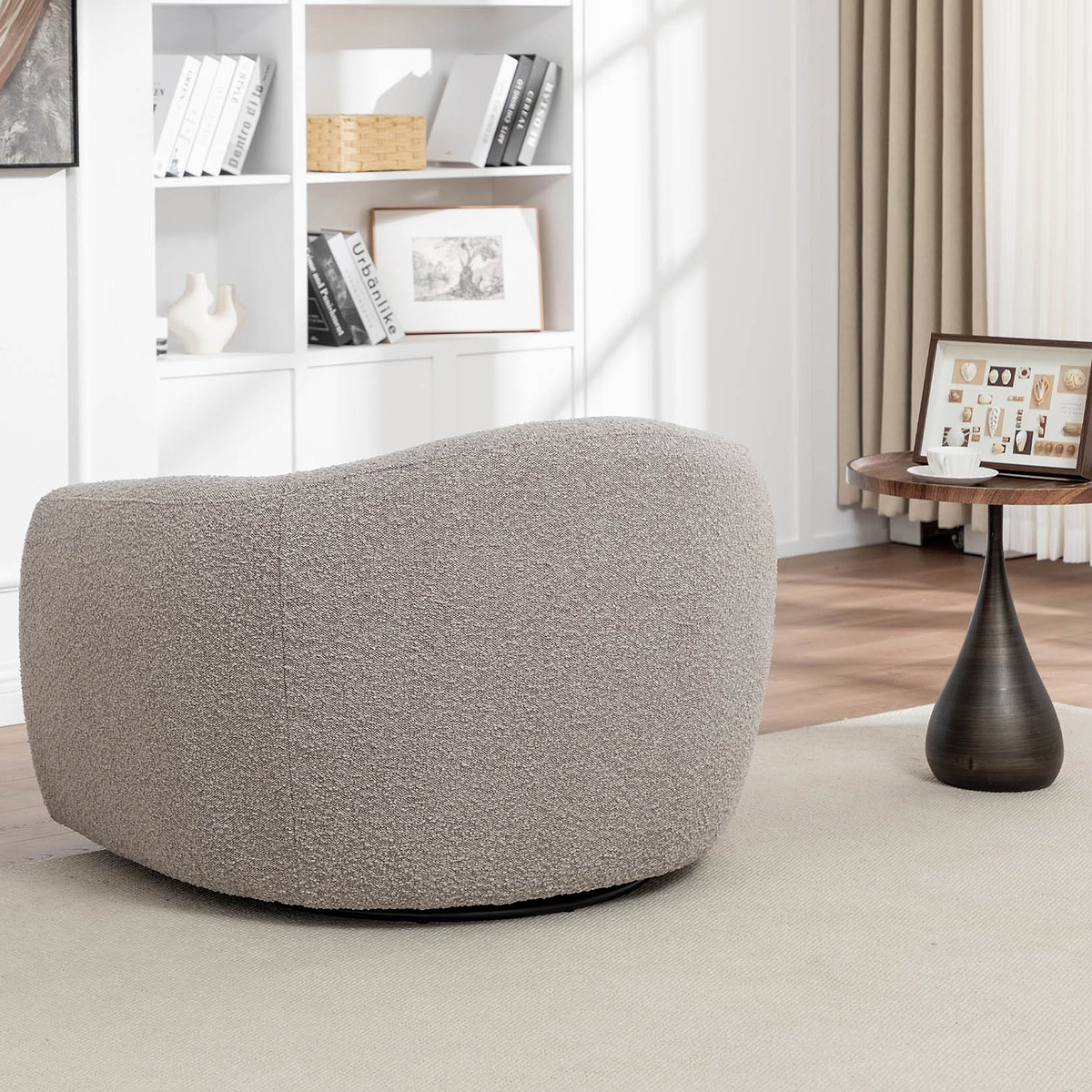 Sudsy Soft Boucle Curve Swivel Chair from Roseland Furniture