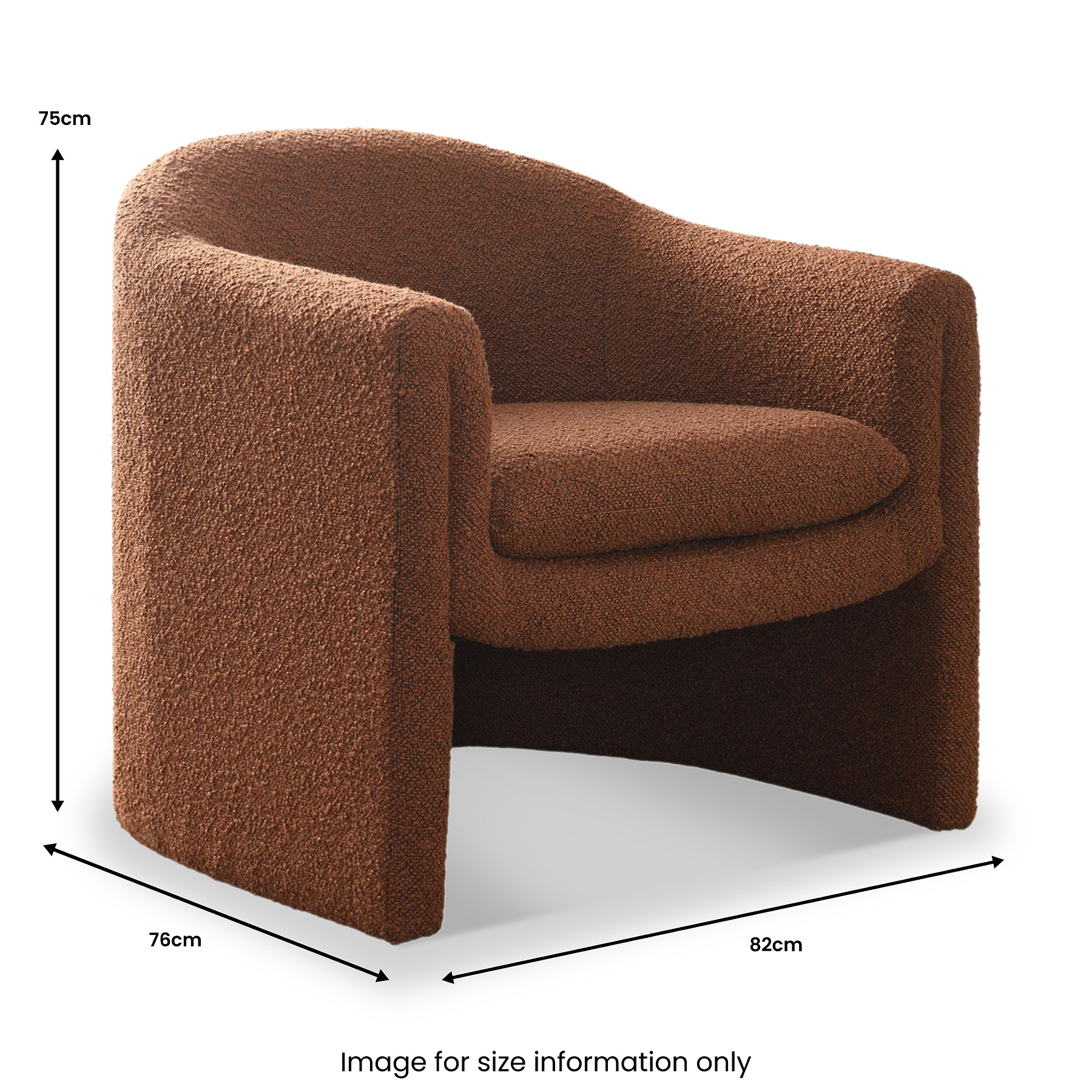 Theon Boucle Curved Accent Chair Rust from Roseland Furniture