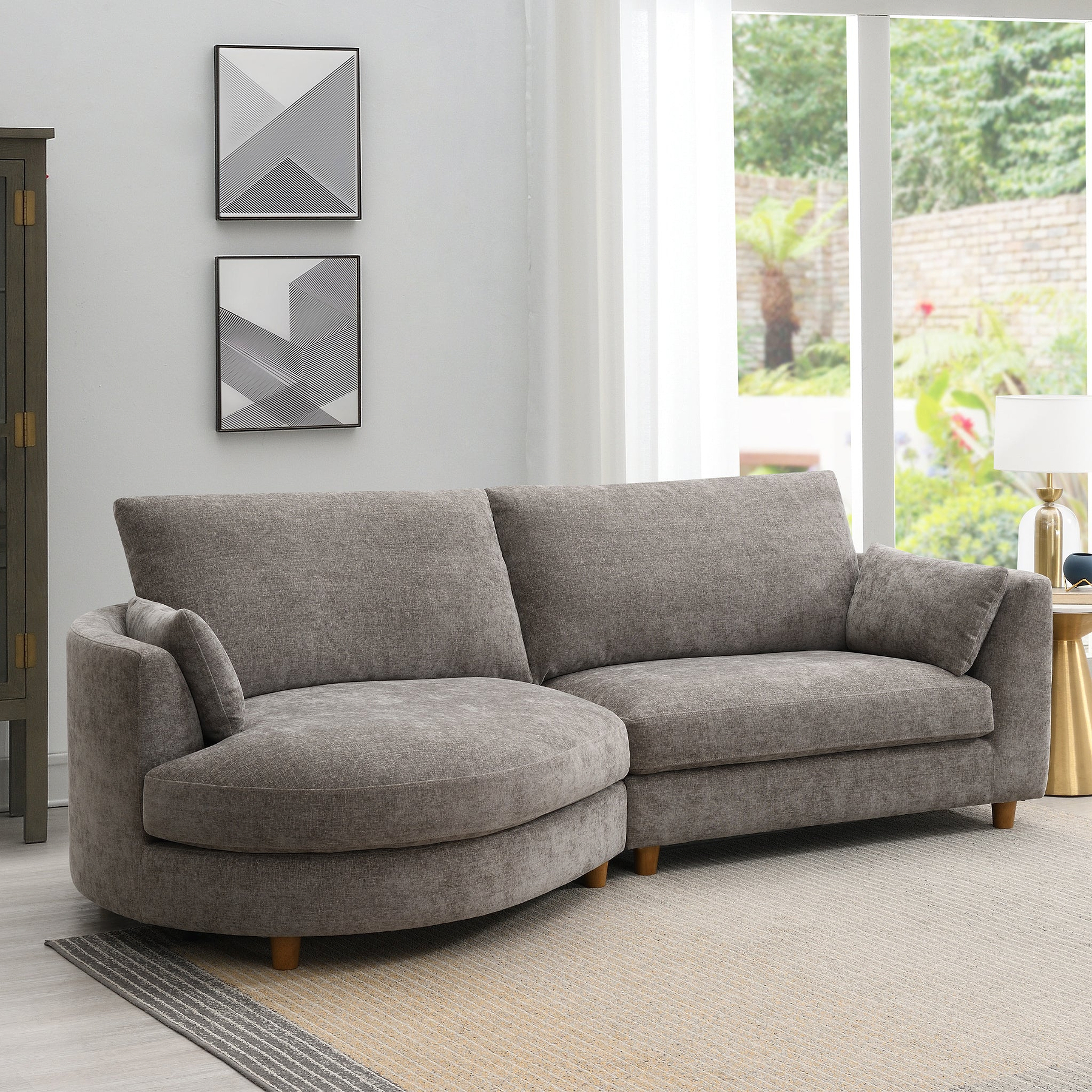 Avier Chaise Sofa LHF Stone Angle1 from Roseland Furniture