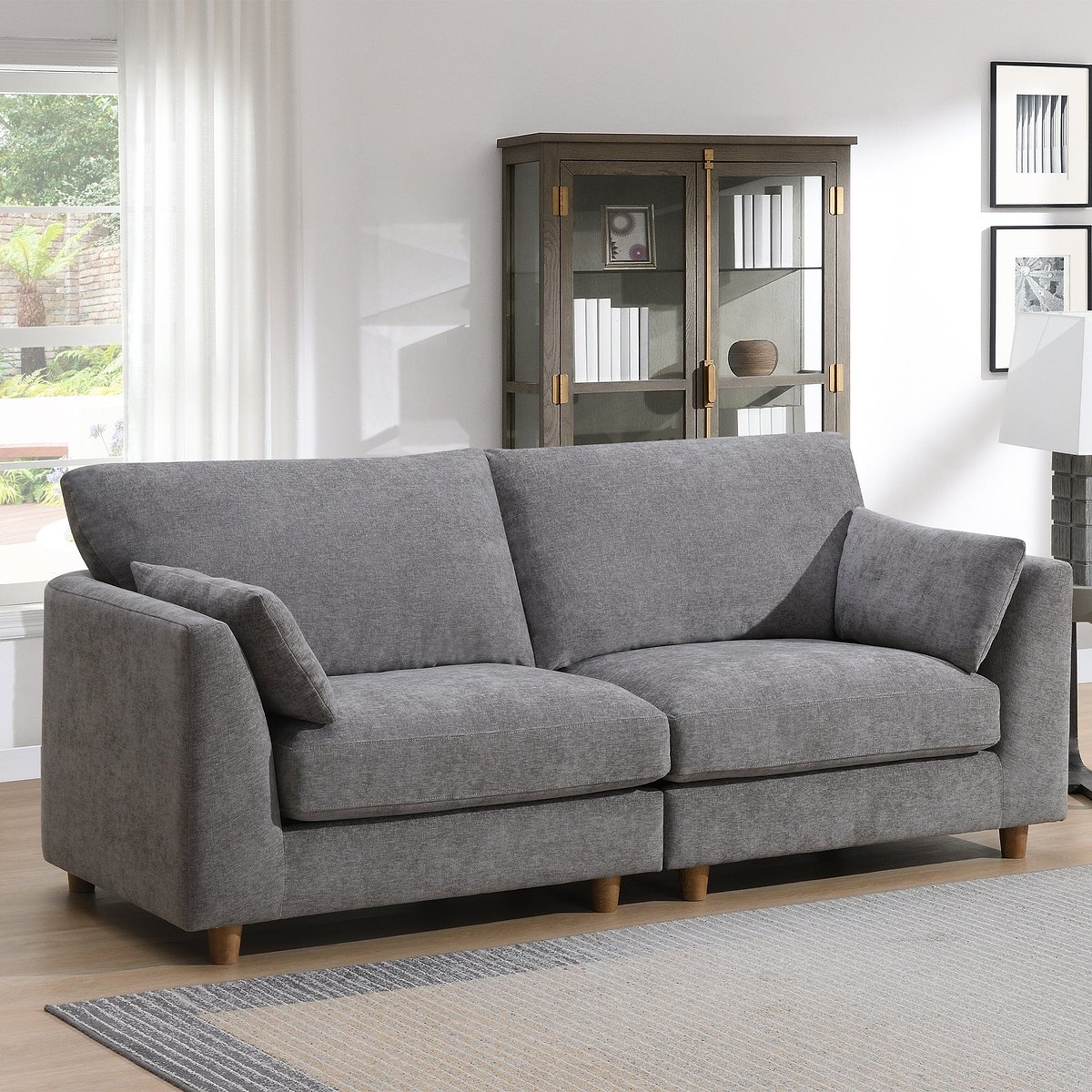 Avier 3 Seater Sofa Stone Angle1 from Roseland Furniture