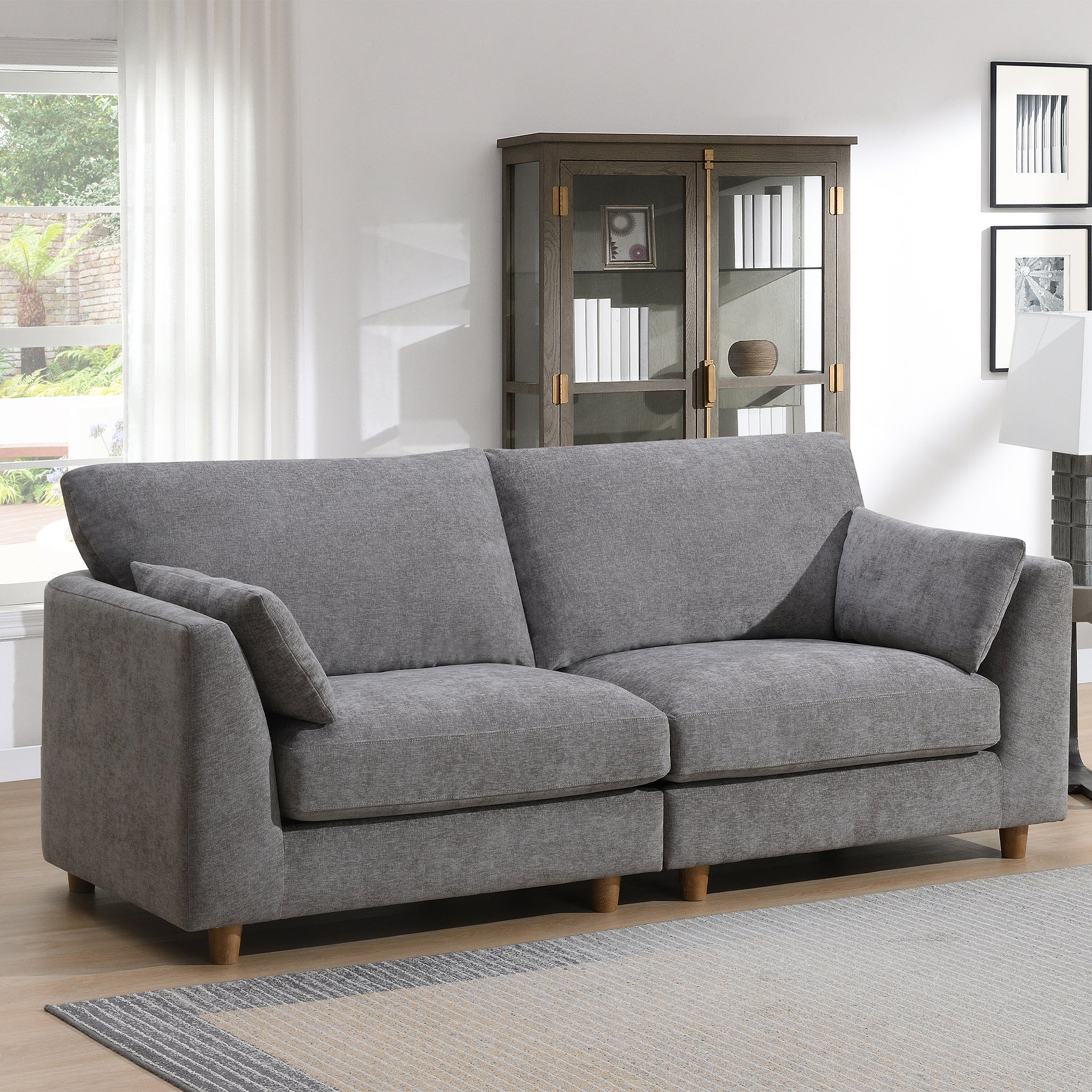 Avier 3 Seater Sofa Stone Angle1 from Roseland Furniture