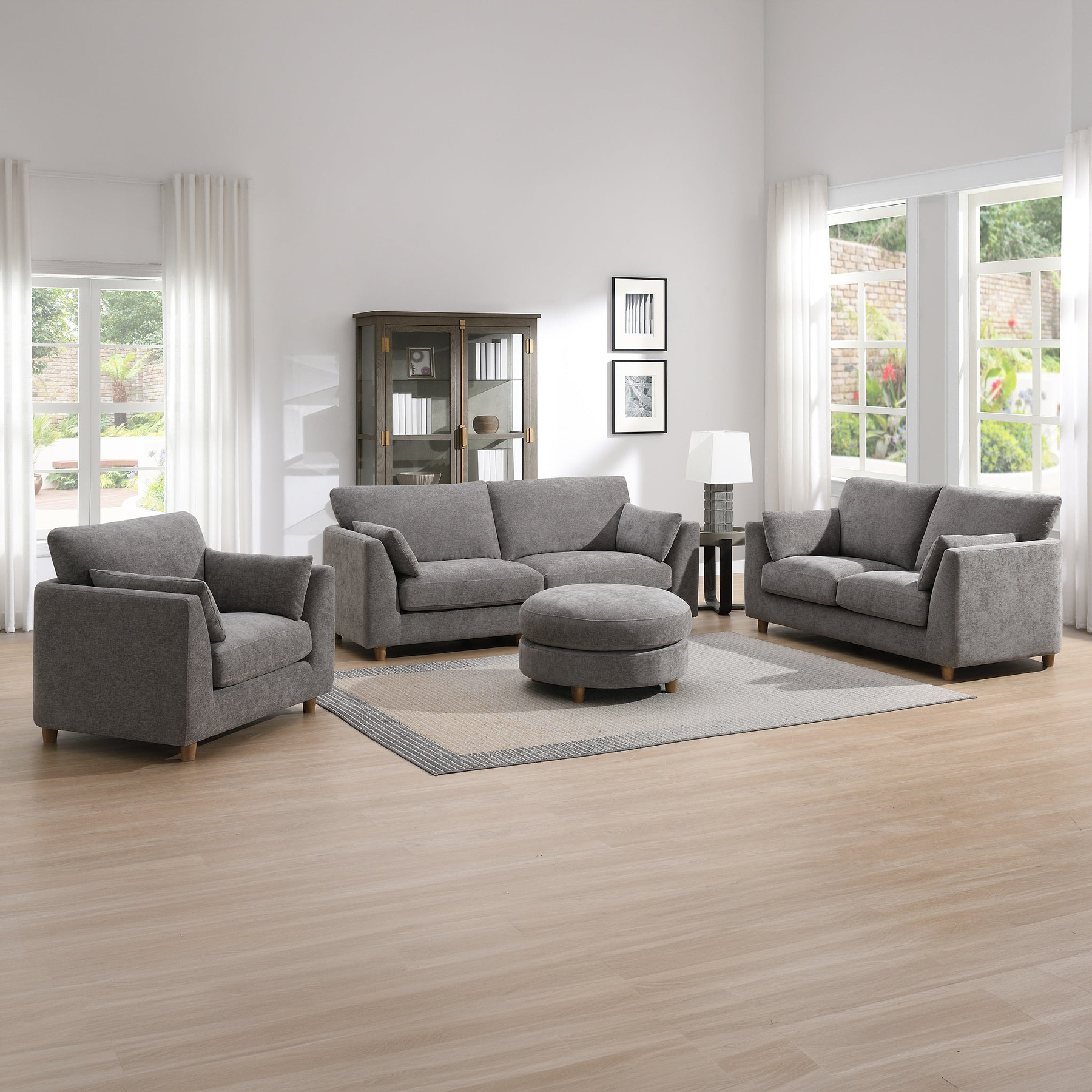 Avier 3 Seater Sofa Stone Angle1 from Roseland Furniture