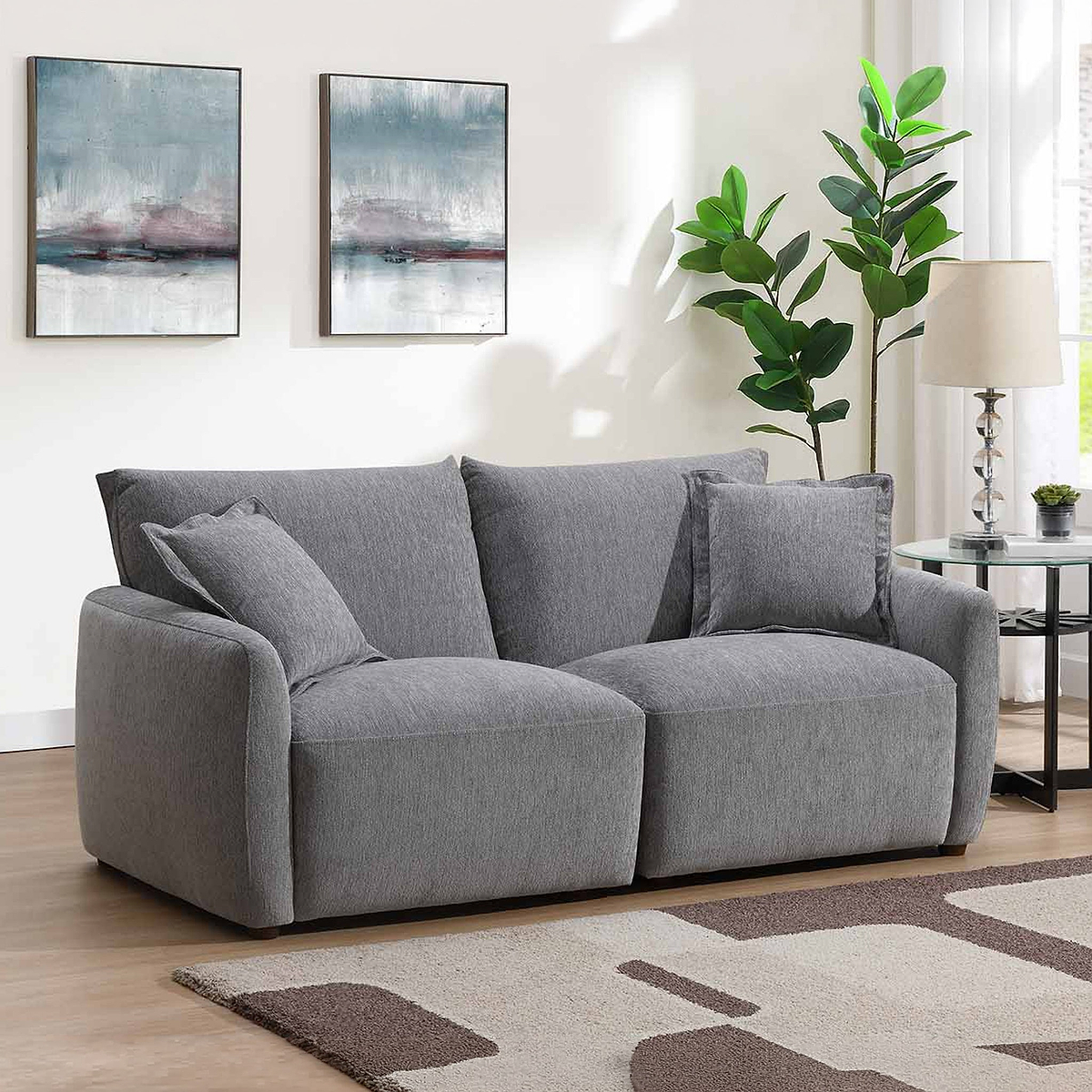 Novelle 3 Seater Sofa Light Grey Size1 from Roseland Furniture