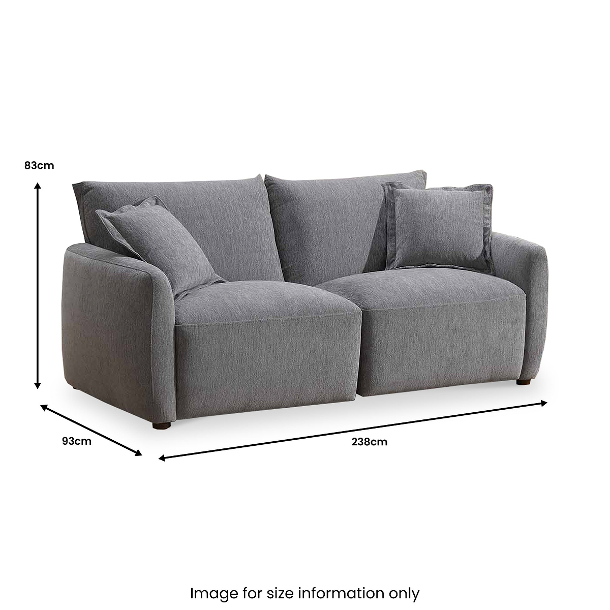 Novelle 3 Seater Sofa Light Grey Size1 from Roseland Furniture