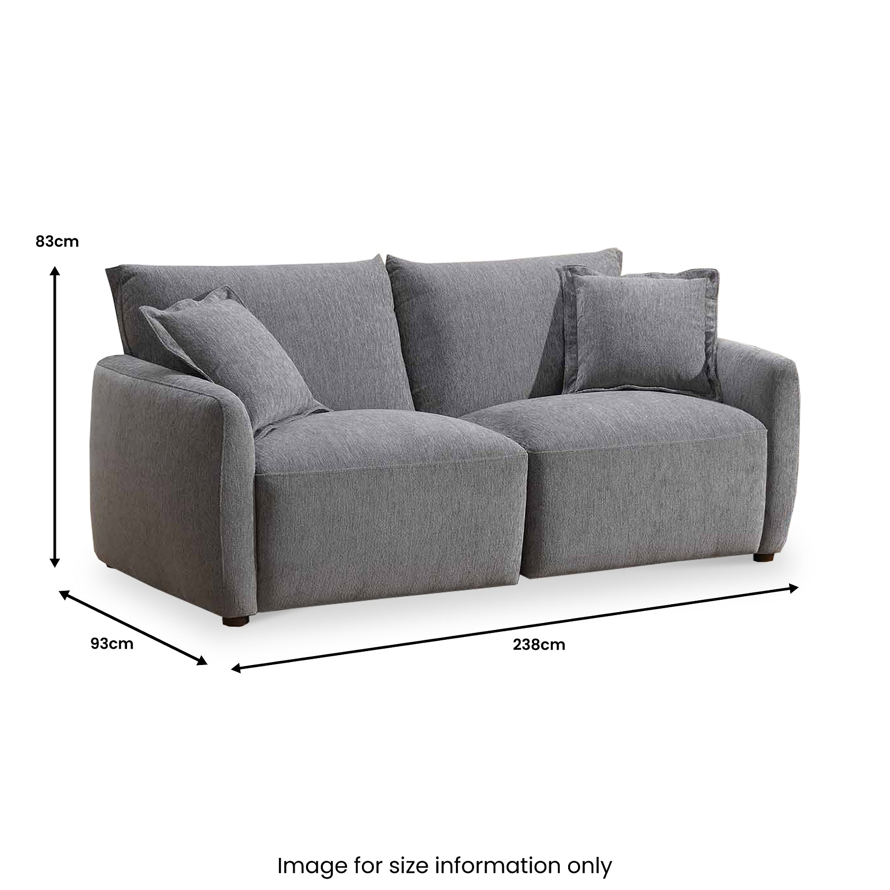 Novelle 3 Seater Sofa Light Grey Size1 from Roseland Furniture