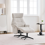 Marlowe Swivel Chair and Footstool Beige from Roseland Furniture