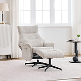 Marlowe Swivel Chair and Footstool Beige from Roseland Furniture