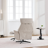 Marlowe Swivel Chair and Footstool Beige from Roseland Furniture