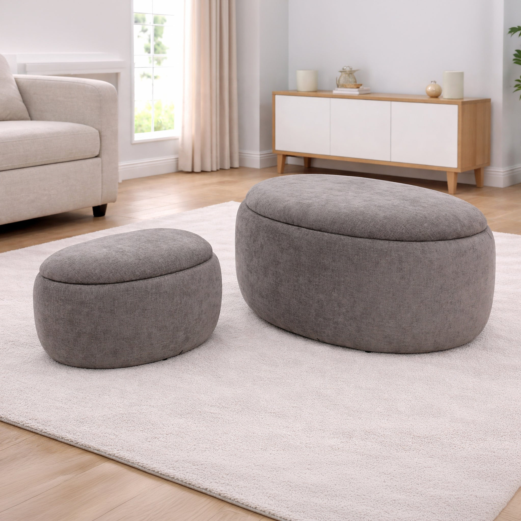 Kensal Storage Ottoman Small Stone Size1 from Roseland Furniture
