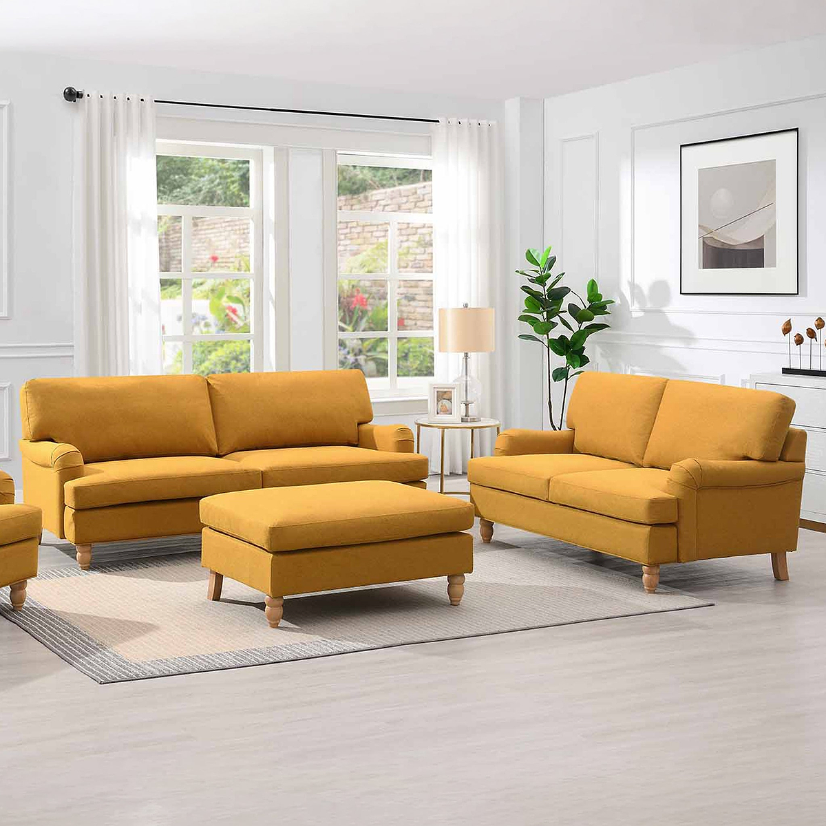 Ripon 3 Seater Sofa Mustard from Roseland Furniture