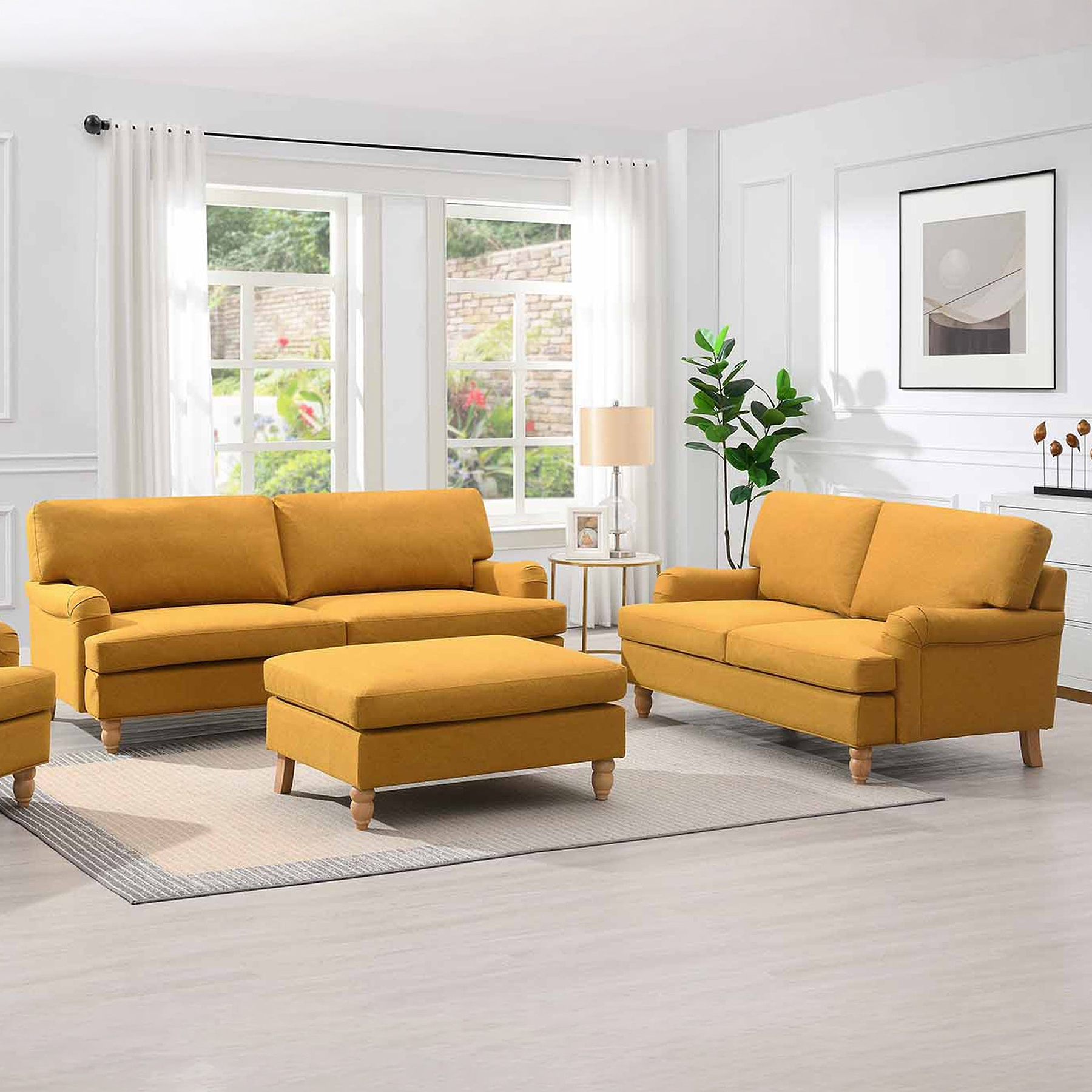 Ripon 3 Seater Sofa Mustard from Roseland Furniture
