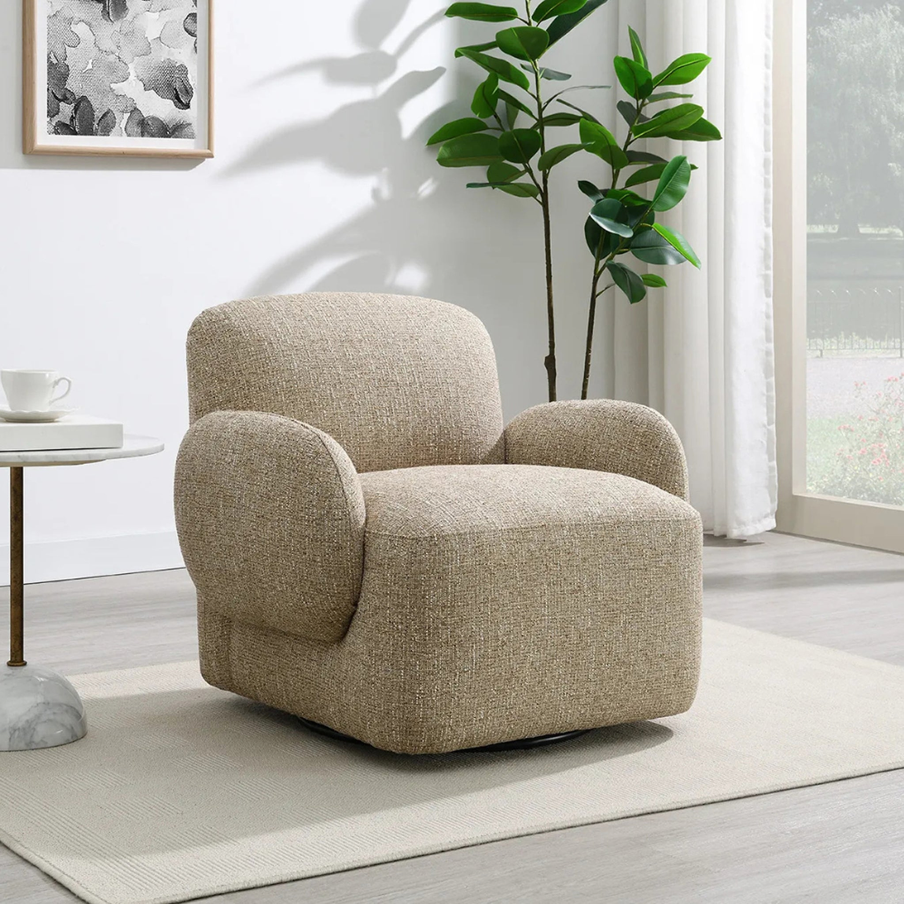 Bedale Swivel Chair Nutmeg from Roseland Furniture