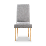Conran Light Grey Stud Detail Dining Chair with Natural Legs