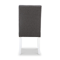 Pryder Grey Faux Linen Dining Chair with White Legs