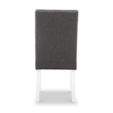Pryder Grey Faux Linen Dining Chair with White Legs
