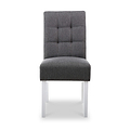 Pryder Grey Faux Linen Dining Chair with White Legs
