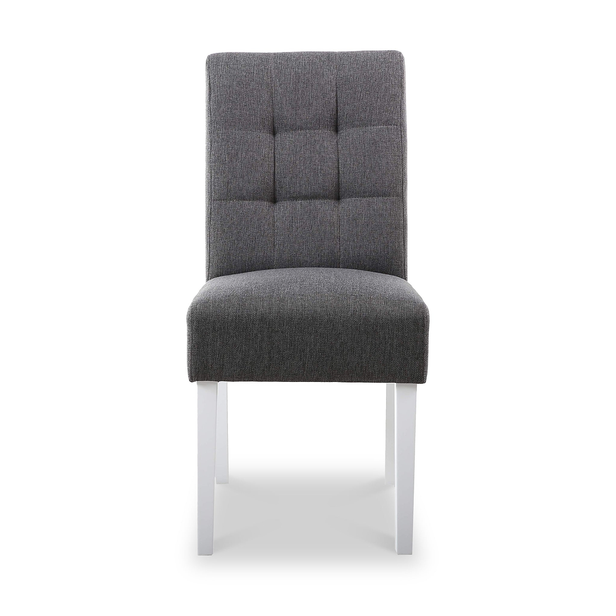 Pryder Grey Faux Linen Dining Chair with White Legs