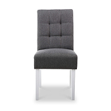 Pryder Grey Faux Linen Dining Chair with White Legs