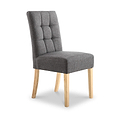 Pryder Faux Linen Grey Dining Chair with Natural Legs from Roseland Furniture