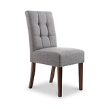 Pryder Grey Faux Linen Dining Chair with Walnut Legs from Roseland Furniture