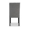Pryder Light Grey Faux Linen Dining Chair with Black Legs