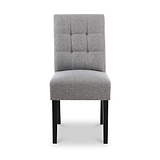 Pryder Light Grey Faux Linen Dining Chair with Black Legs