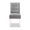 Pryder Light Grey Faux Linen Dining Chair with White Legs