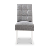 Pryder Light Grey Faux Linen Dining Chair with White Legs