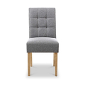 Pryder Light Grey Faux Linen Dining Chair with Natural Legs