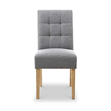 Pryder Light Grey Faux Linen Dining Chair with Natural Legs