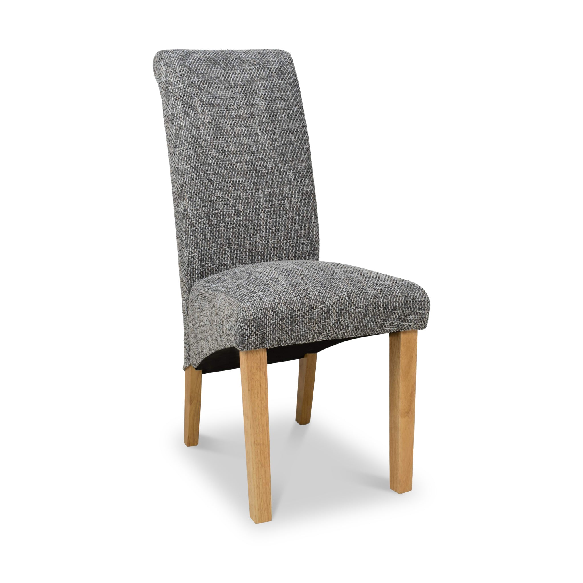Deryn Tweed High Back Dining Chair with Natural Legs | Roseland
