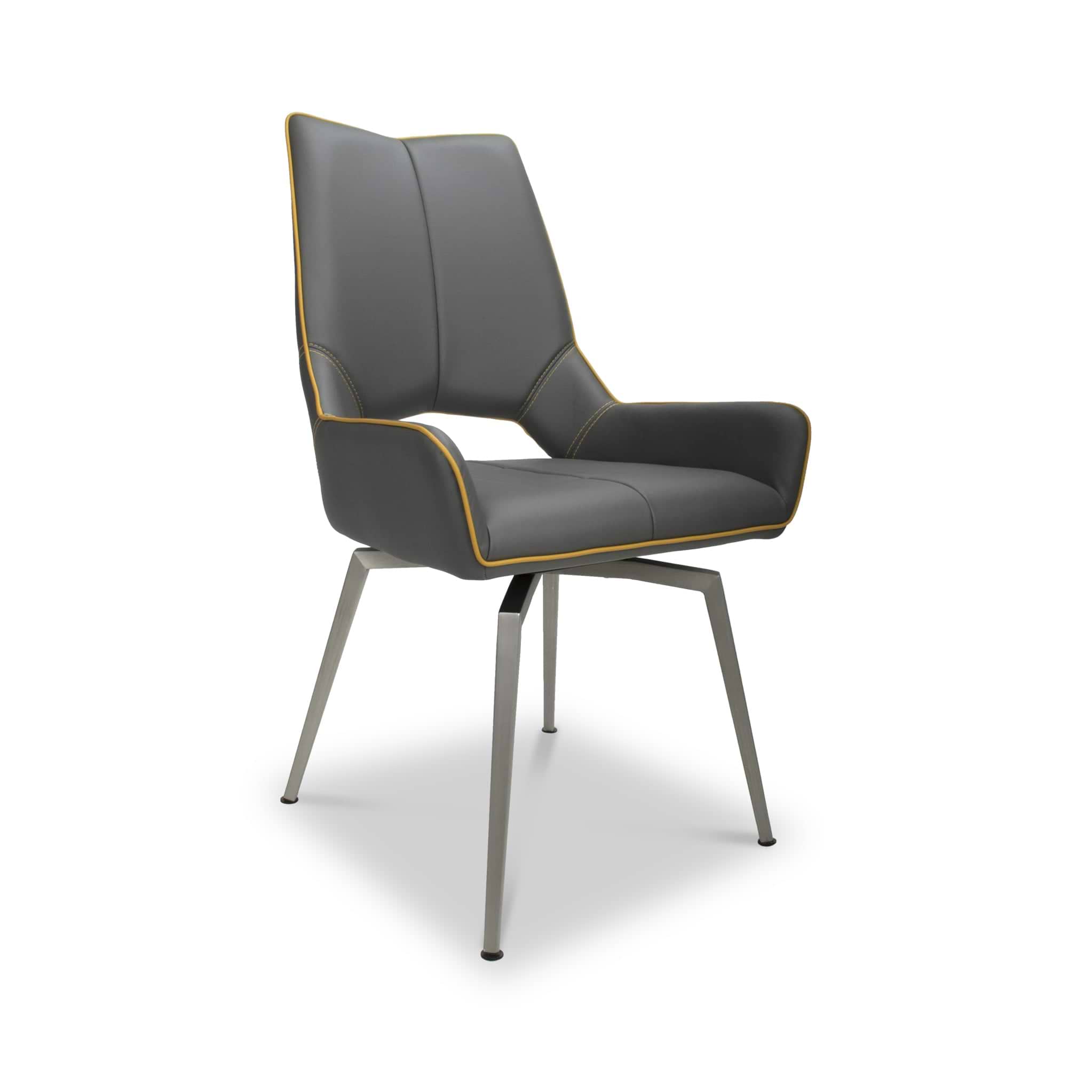 Arlo Grey Swivel Faux Leather Dining Chair from Roseland Furniture