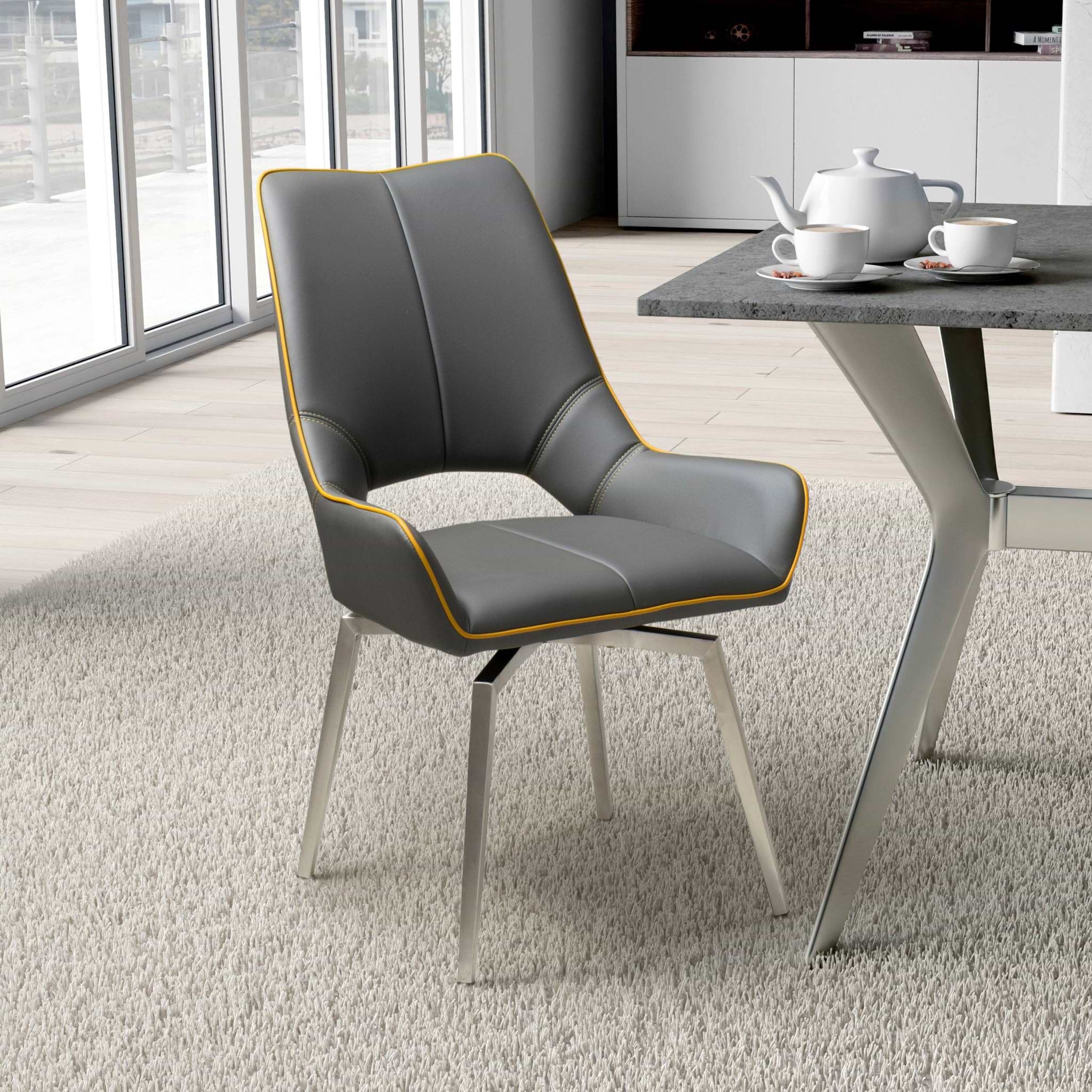 Arlo Grey Swivel Faux Leather Dining Chair for dining room