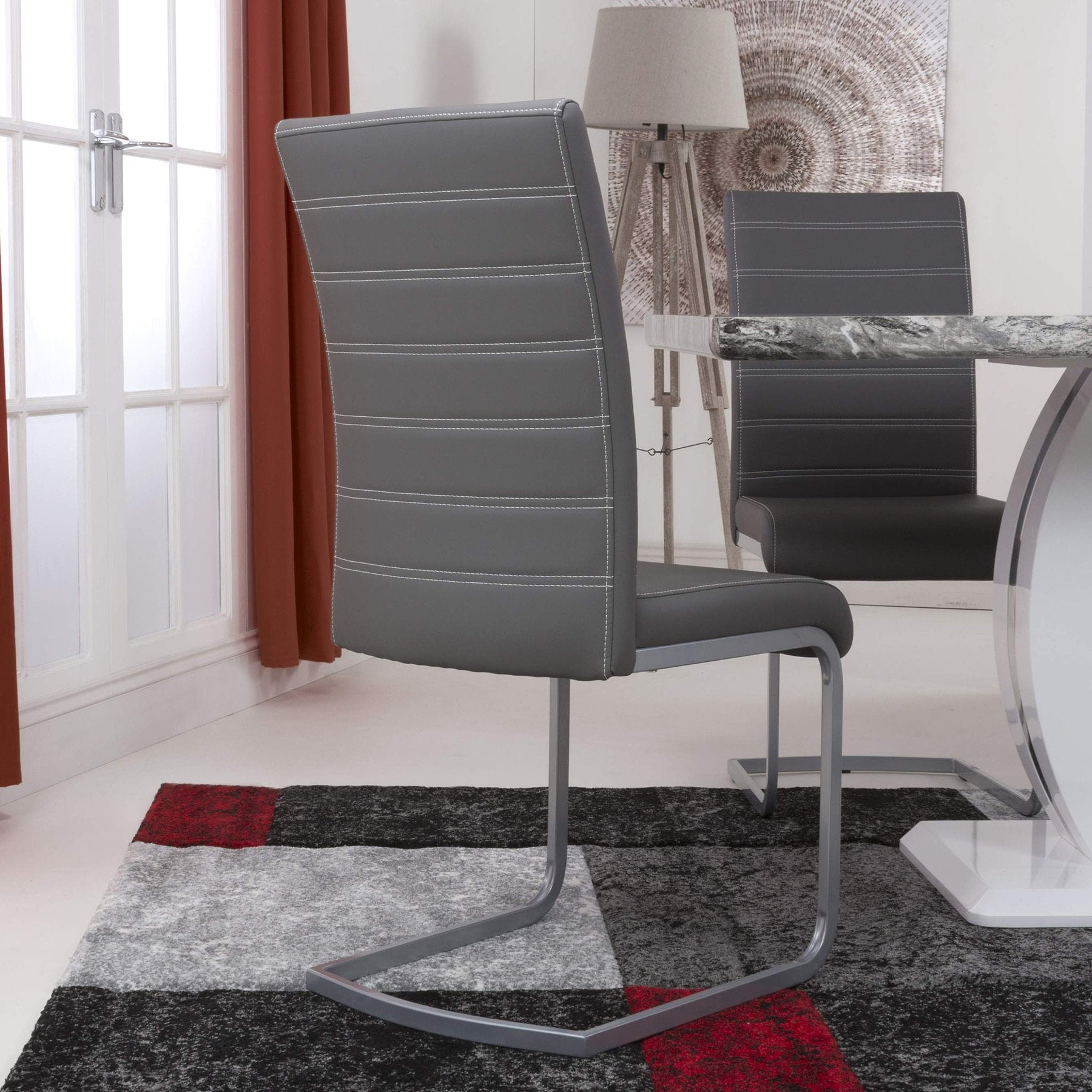 Rhoslyn Faux Leather Dining Chair Grey from Roseland Furniture
