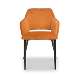 Jowan Brushed Velvet Dining Chair Orange from Roseland Furniture