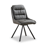Elara Swivel Faux Leather Dining Chair Grey from Roseland Furniture