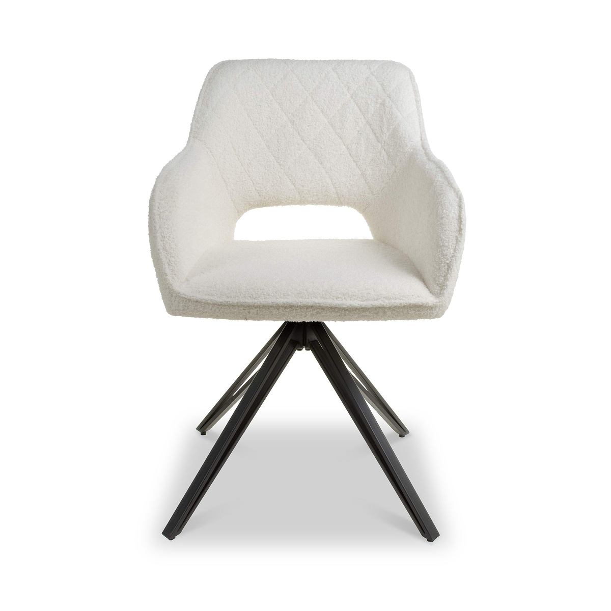 Drystan Swivel White Boucle Dining Chair from Roseland Furniture