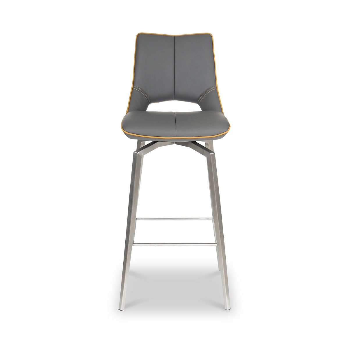 Ceri Swivel Self Returning Faux Leather Bar Stool Grey from Roseland Furniture