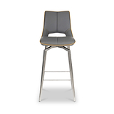 Ceri Swivel Self Returning Faux Leather Bar Stool Grey from Roseland Furniture