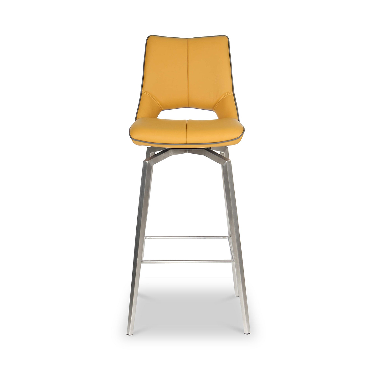 Ceri Swivel Self Returning Faux Leather Bar Stool Yellow from Roseland Furniture