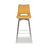 Ceri Swivel Self Returning Faux Leather Bar Stool Yellow from Roseland Furniture
