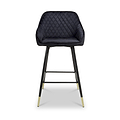 Elen Brushed Velvet Bar Stool Black from Roseland Furniture
